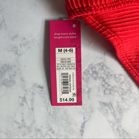 Xhilaration Cheeky Red Textured Ribbed Swim Bottoms - Picture 7 of 7